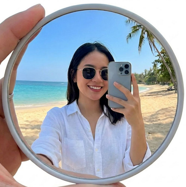 파인다즈 여행용 셀카 거울 촬영용 볼록거울, 1개, 펄그레이