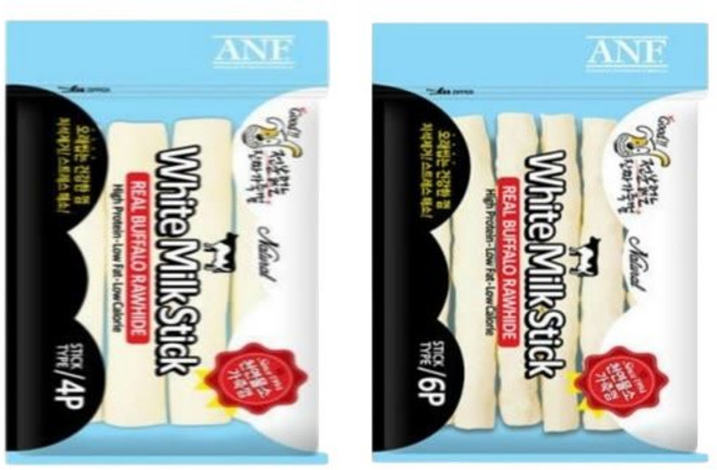 ANF 로하이드 화이트 밀크스틱 4P 6P 천연 물소가죽 우유껌, 1