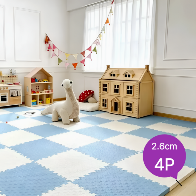 홈잼 두꺼운 층간소음 매트 대형 퍼즐매트 베란다 바닥매트, 화이트, 4개