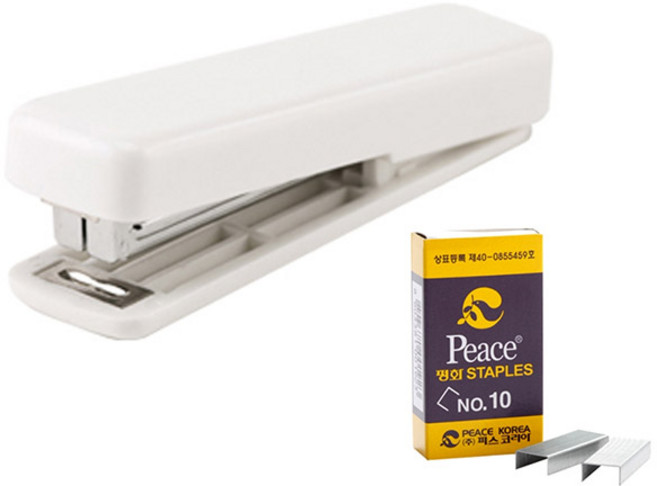 단순생활 미니스테플러 스탬플러 화이트, [SET]스테플러+평화10호 침