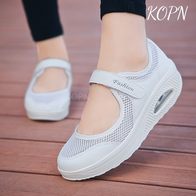 KOPN 여성 운동화 키높이 통굽 워킹화 에어쿠션 편한 스니커즈 슬립온 단화