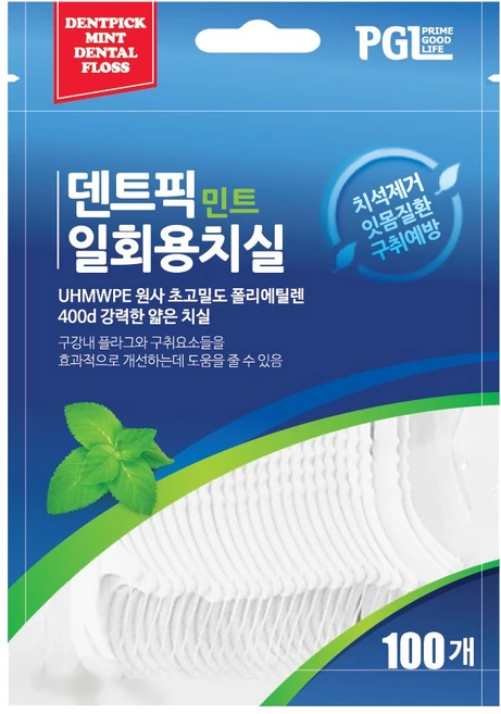 덴트픽 민트 일회용치실, 1개, 100개입 - 쿠팡
