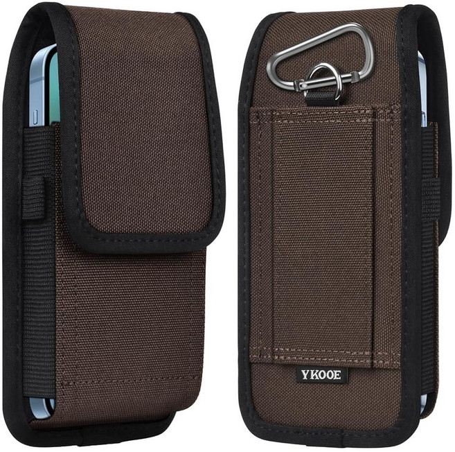 Ykooe Cell Phone Pouch Nylon Belt Holster Case Compatible with iPhone 16/15/14/13/12/11 Pro Max &, XL, 커피