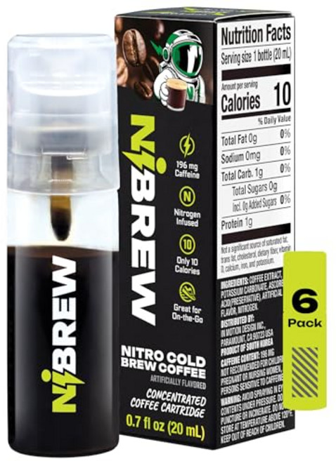 Nibrew Instant Nitro Cold Brew - Single Serve Nitrogen Infused Portable Coffee Concentrate Cartri, 1개, 1, 20ml