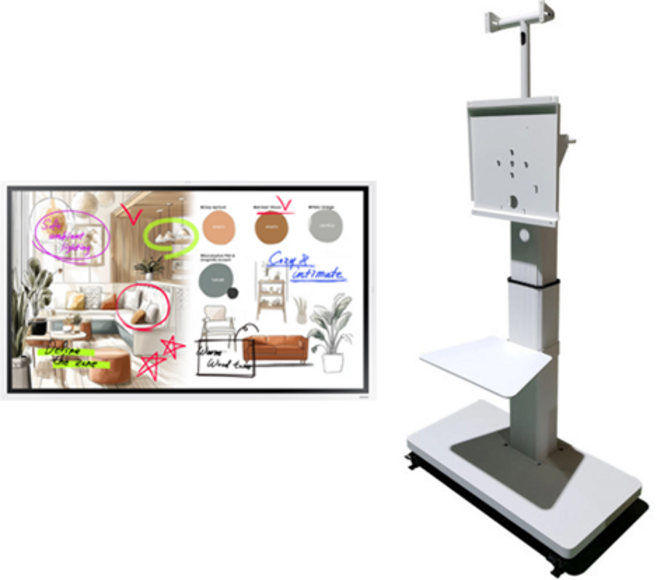 삼성 55인치 전자칠판 플립프로 학교 학원 강의실 사무실 회의실 스마트 칠판 터치모니터 LH55WMFWBGCXKR 본체 단순배송, 138.7cm, 한성 브라켓 방문설치 (HA-AFN-STAND-BK)