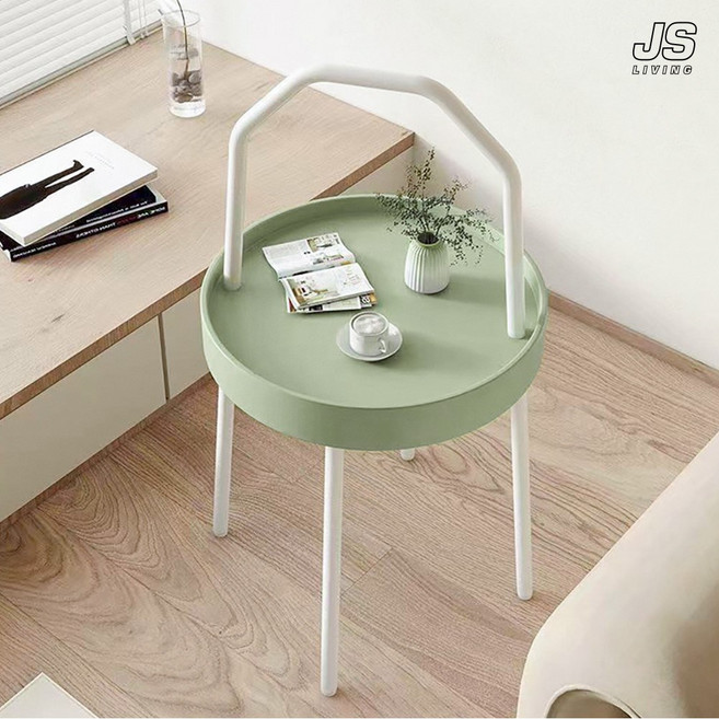 JS리빙 인테리어 철제 쇼파 사이드 테이블 거실 미니 선반 원형 침대 보조 협탁 베드 틈새 간이 티테이블 일반 책상 안방 진열대 이동식 소품선반 JSLIVING@MARICA3005, 혼합