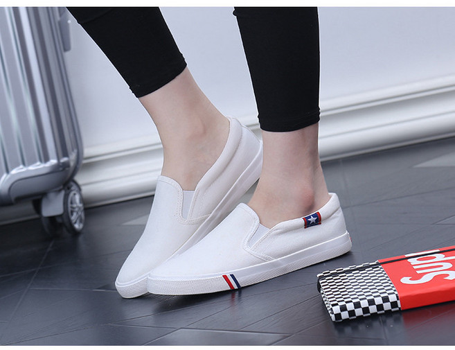 韓版帆布鞋 男一腳蹬 懶人鞋 情侶款 小白鞋 潮鞋 透氣鞋 男鞋 特大碼 35-47 硫化鞋 布鞋