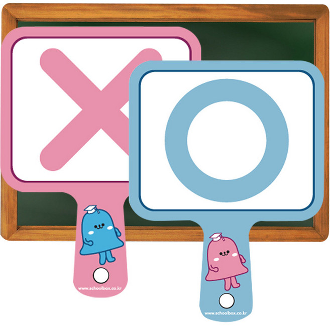 양면 손잡이 OX퀴즈판 오락소품 학습놀이 퀴즈쇼, 1개