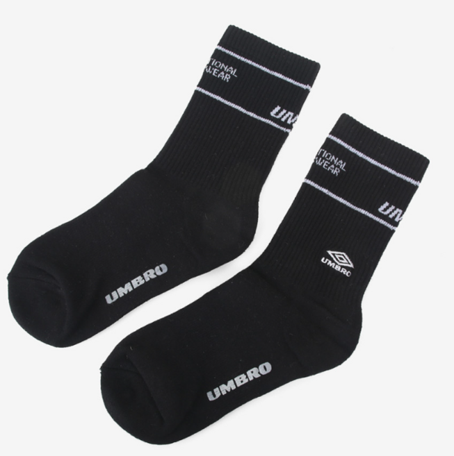 엄브로 양말 삭스 중목 패션 스포츠 러닝 운동 러닝 축구 캐주얼 남성 여성 매장판 헬스 U0223CSC43-BLK