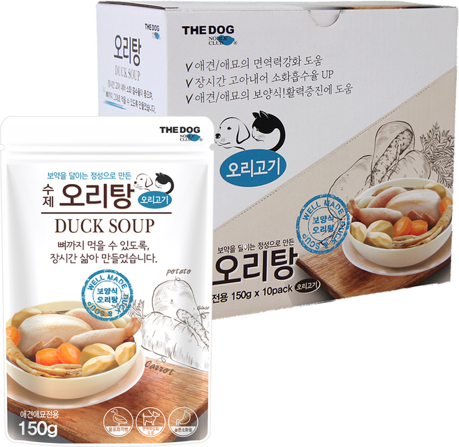 더독 강아지 고양이 보양식 원기회복 영양간식, 10개, 150g, 오리탕 150g