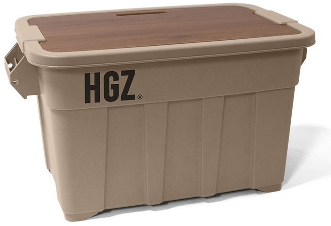 하이그라운즈 캠핑 캐스터 카고 박스 75L + 우드 상판 세트, 딥탄, 1단, 1개