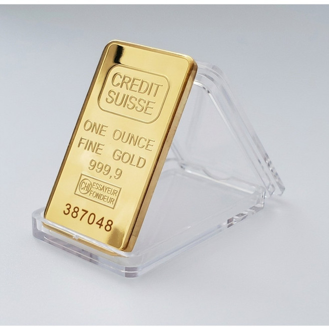 미츠케 스위스 골드 바 모형 기념 주괴 1온스 화폐 수집 서재 인테리어 소품 케이스포함, gold