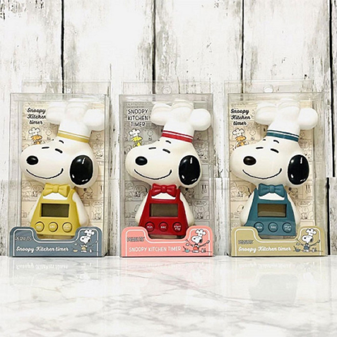 일본 수입 스누피 키친 타이머 쉐프 스누피 3컬러, 레드, 1개