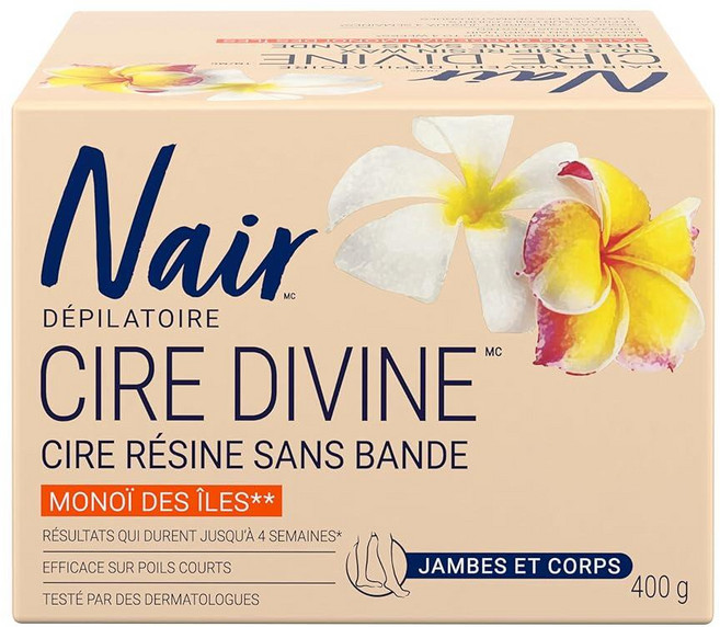 Nair Cire Divine 전자레인지 사용 가능한 바디 제모 왁스 키트 (타히티안 가르데니아 400g/14온스)