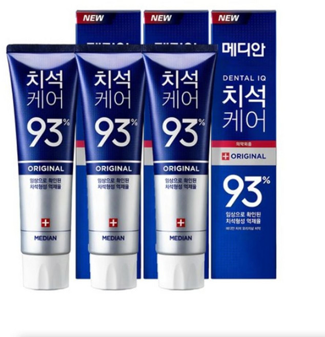 메디안 치석케어 오리지널 치약 120g 3개 불소치약 케어 구취 유통기한 세트 가정용