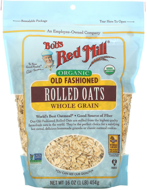 Bobs Red Mill 유기농 올드 패션드 롤드 오츠 통곡물 454g(16oz) 3팩, 454g
