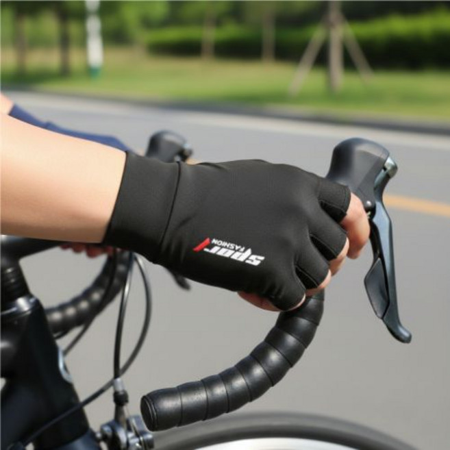 라이프로열 등산 자전거 쿨메쉬 논슬립 반장갑, 1개, 블랙