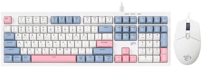 지클릭커 OPS50 사일런스 M 250 키보드 마우스 세트 108키 Sky pink, 일반형