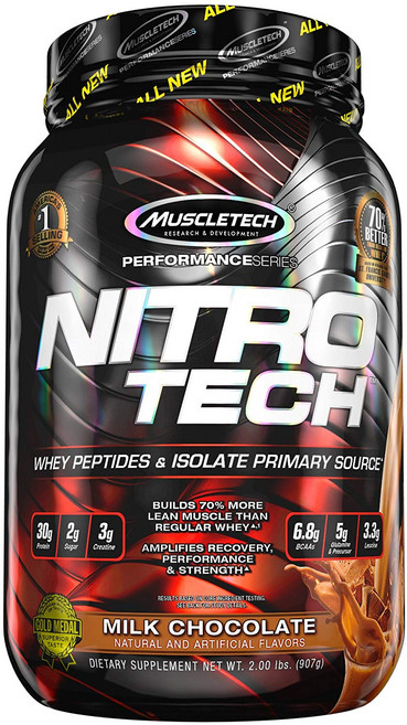Muscletech Nitro Tech乳清蛋白粉, Milk Chocolate, 1個, 907g