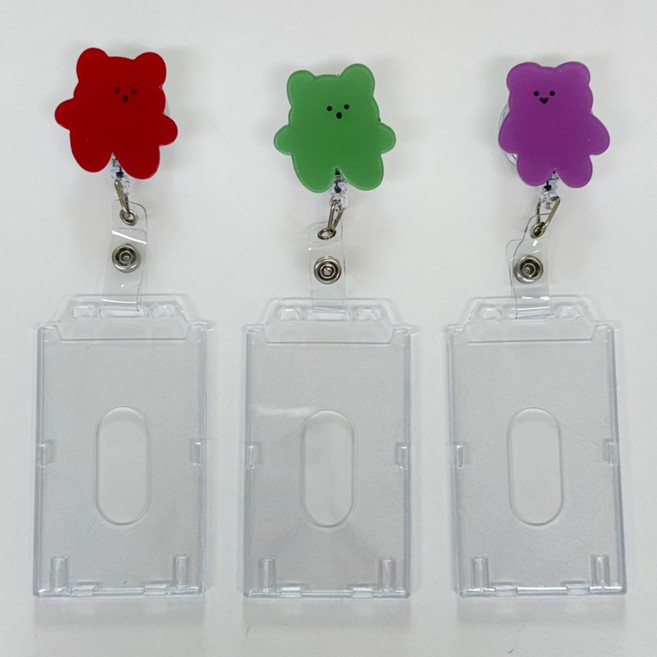 히든오너 학생증 사원증 간호사 곰돌이 릴홀더 케이스, 1개, 그린