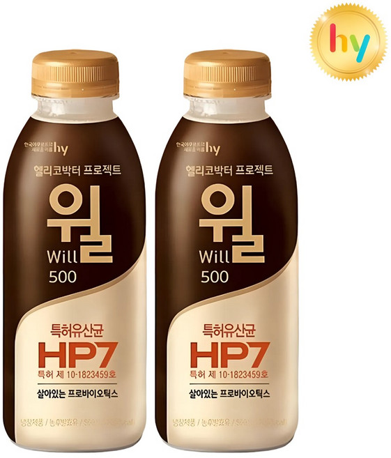 HY 한국야쿠르트 헬리코박터 프로젝트 대용량 윌 500ML, 2개