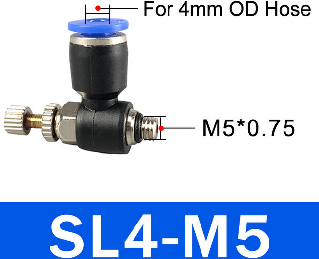 가스통고속 연결 공압 피팅 M5 1/2 조절 밸브 스로틀 SL 4 6 8 10 ", 09 SL4-M5, 09 SL4-M5, 1개