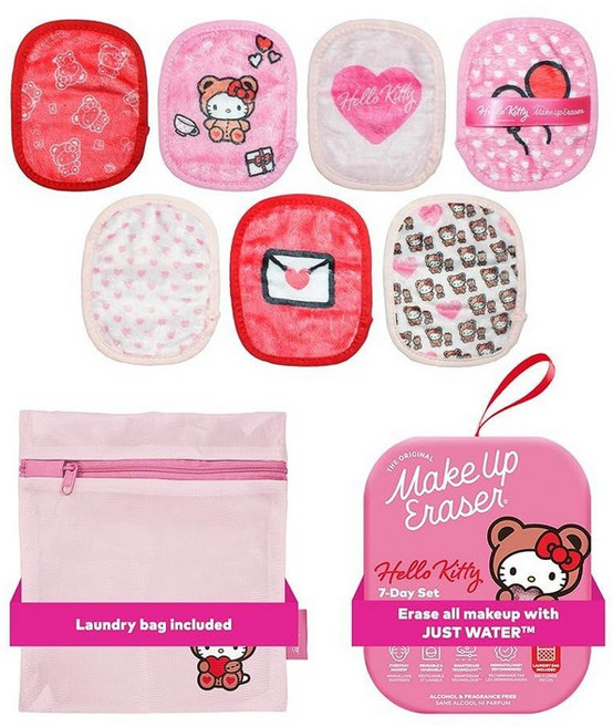 오리지널 MakeUp Eraser 7일 세트 방수 마스카라 아이라이너 파운데이션 립스틱 자외선 차단제 등을 포함한 물로 모든 메이크업을 지우세요 헬로 키티 큐티 파이 7개입 2, 오리지널 MakeUp Eraser 7일 세트 방수 마스