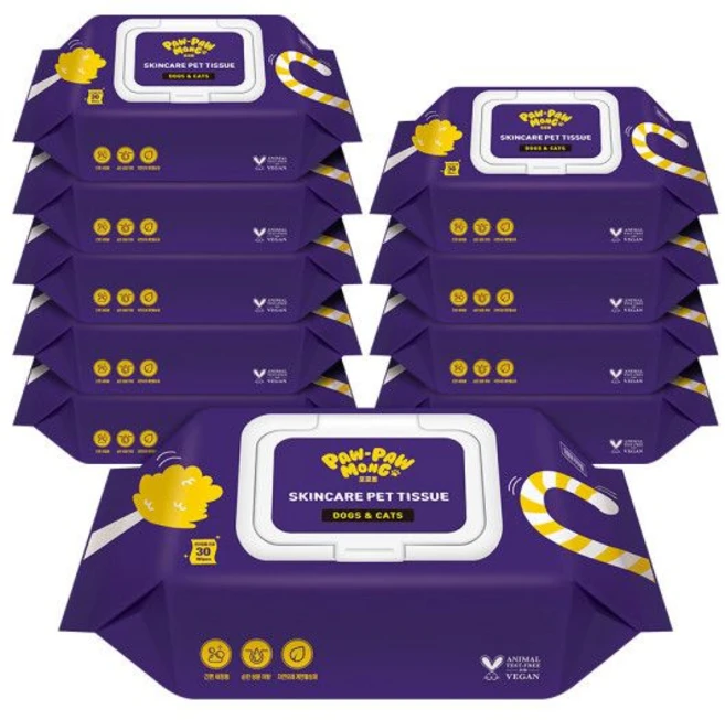 포포몽 반려동물 스킨케어 펫티슈 휴대형, 30개입, 10개 - 쿠팡