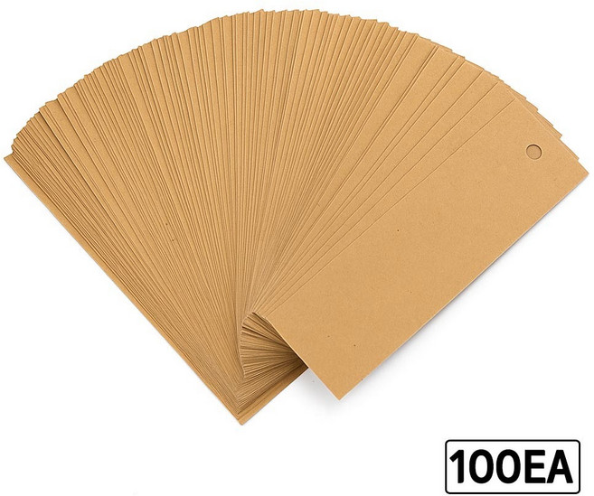 캘리그래피 두꺼운 크라프트 100장 세트 끈 포함 북마크 만들기 손글씨 책갈피