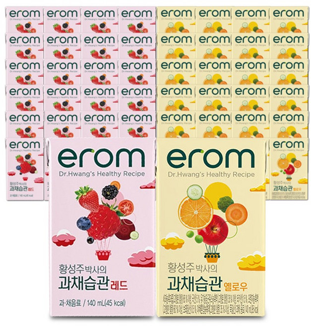 이롬 황성주박사의 과채습관 혼합주스 2종 (옐로우 24팩+레드 24팩) 140ml/48팩, 48팩, 140ml