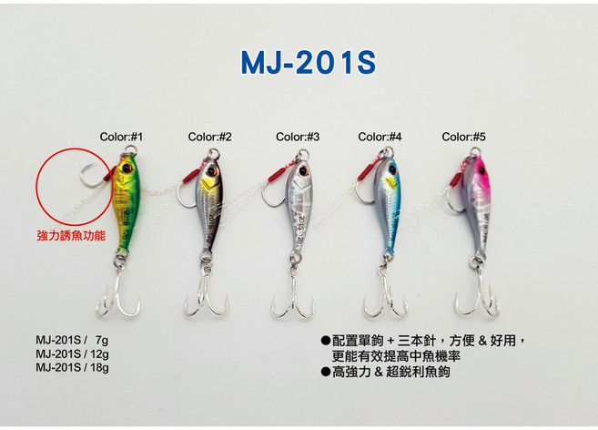 泉宏 HARIMITSU 鐵板假餌 MJ-201S 7g/12g/18g 路亞餌 魚鉤, 1個, 18g,#1
