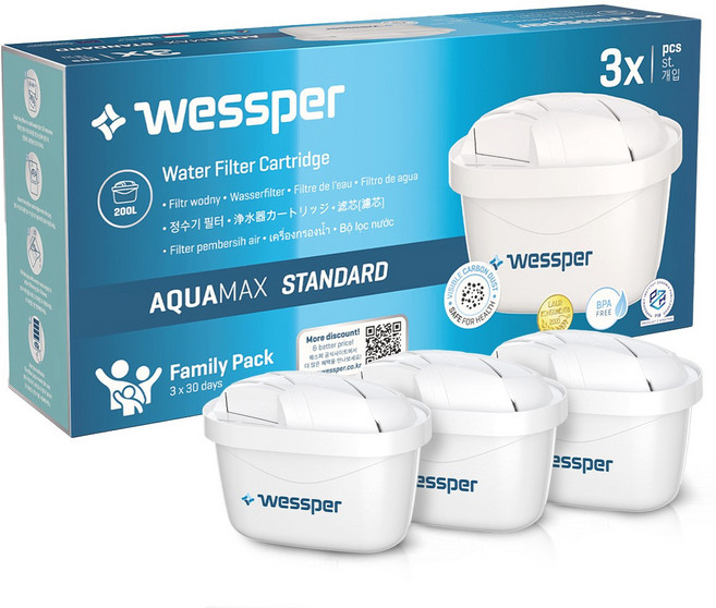 웨스퍼 필터(브리타 정수기 맥스트라 필터 호환), 3개