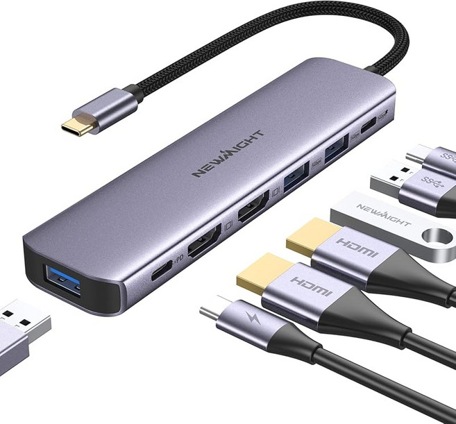 USB C Hub USB C 허브 7in1 듀얼 HDMI 4K 도킹스테이션