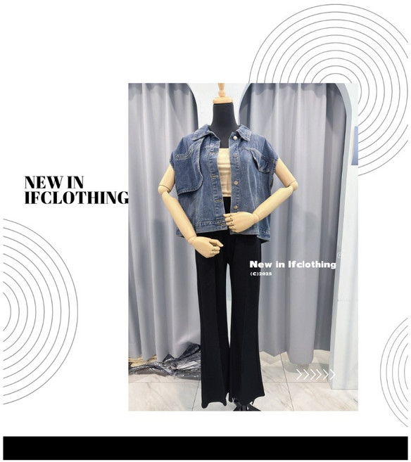 Ifclothing苡芙 造型口袋牛仔背心 工裝風格 可穿到2L