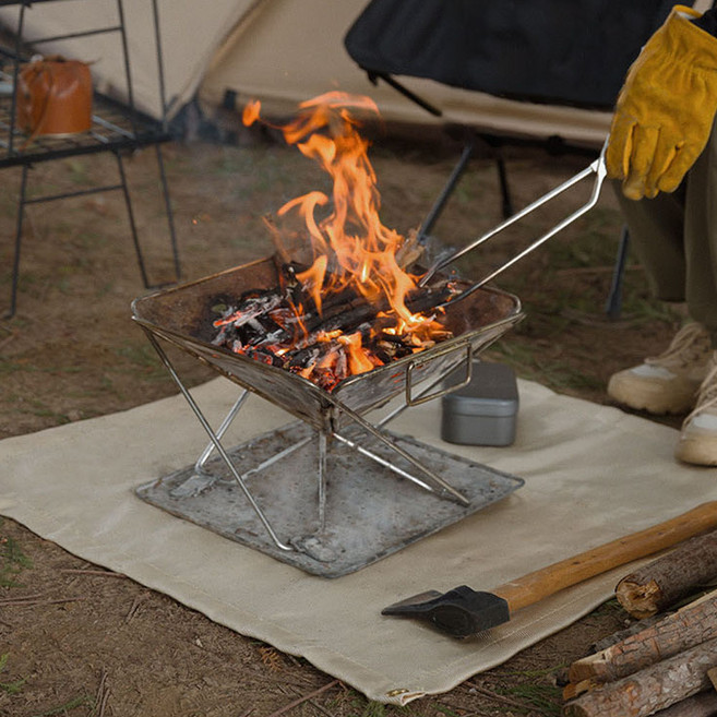 캠핑 방염매트 화로대 방염포 난로 받침대 방열 시트 버너 방열포, 50x50 (S), 1개, 사각 방염매트