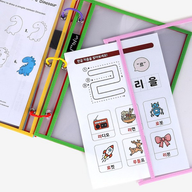 펀앤파인 쓰고 지우고 또쓰고 무한반복 워크지 투명 파일 앨범 케이스 가방 보관 정리 바인더, 파일 풀세트(가방 포함), 1개