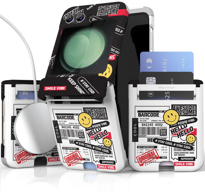 이디즌 갤럭시 Z플립 케이스 힌지보호 카드 수납 맥세이프 지원 자석 내장 충격방지 범퍼 일러스트 힌지아머 플립 7 6 5