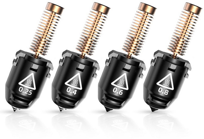 플래시포지 어드벤처러 5M 노즐 어셈블리 32mm³초 고유량 35초 빠른 가열 200℃ 3초 분리 3D 프린터 경화 강철 부품 AD5MAD5M 프로용 0.8mm, 0.25+0.4+0.6+0.8mm Nozzle Set