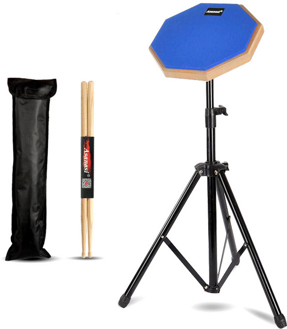 플랜와이 간편휴대 드럼 연습 패드+스탠드+스틱+파우치 풀세트, 1세트, 블루