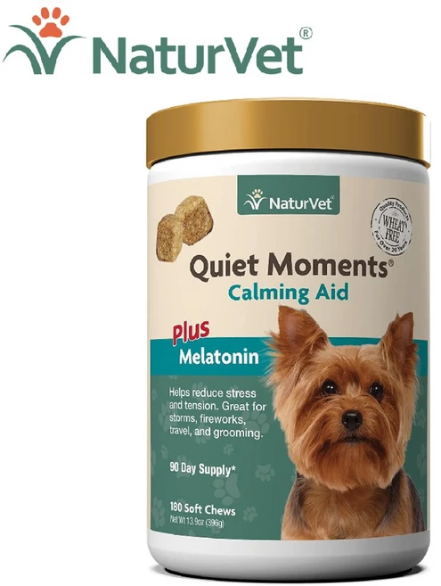NaturVet 츄어블 정제 강아지를 위한 진정 보조제 대용량 180정 Quiet Moments, 1개 - 쿠팡