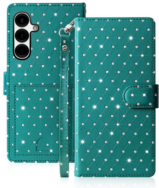 갤럭시 버디3 / A15 트윙클 큐빅 지폐2칸+카드5장 올인원 지갑형 케이스 + 손목스트랩