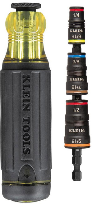클라인 툴스 32516HD KNECT 16-in-1 임팩트 등급 하이브리드 드라이버 / 너트 드라이버 마그네틱 플립 소켓 11비트 2개 3/8인치 사각 어댑터, 20-in-1