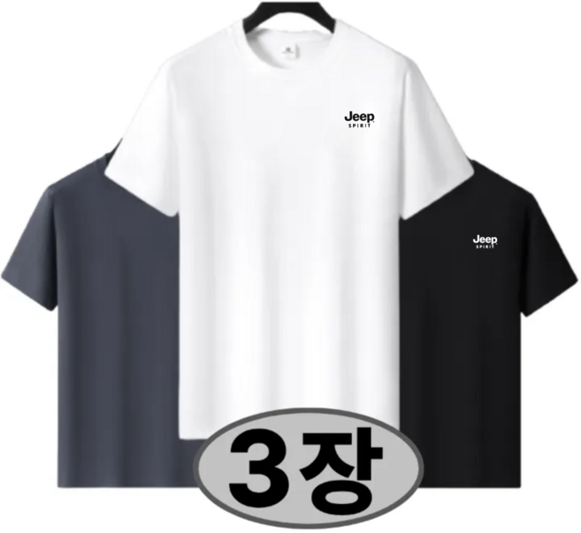 JEEP SPIRIT 지프 100% 면 남자 여자 기본 반팔 티셔츠 3종