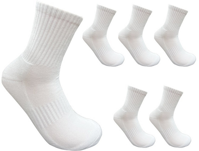 비바슈슈 남성용 스포츠 쿠션 면양말 중목 무지 6켤레