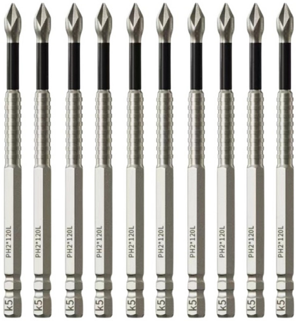 공구PXJ K5 미끄럼 방지 자석 십자 드라이버 드릴 비트 세트, 1세트, 120mmX10개