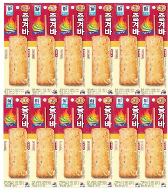 사조 대림 매콤 즐겨바 70g x 12개 / 핫바 어묵바