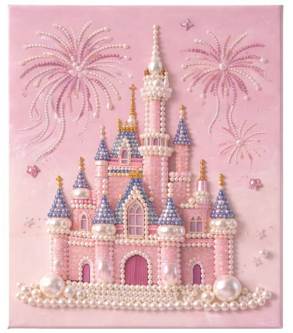 [하루마켓] 진주 DIY 보석 십자수 붙이기 그림 그리기 장식 드로잉 비즈키트 구슬세트 성 꽃, 1개, 핑크 성 꽃(30*40)