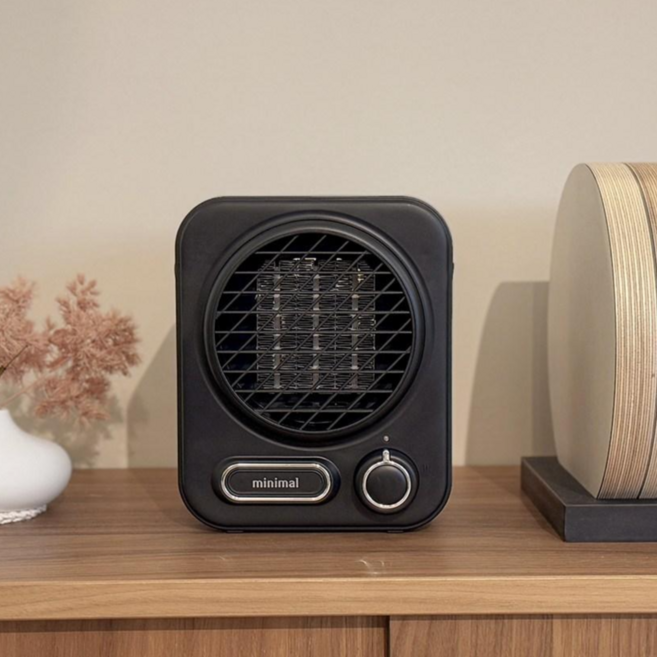 미니멀공간 MINI-063 욕실 사무실용 미니 온풍기 소형 팬히터 엣지형, 블랙