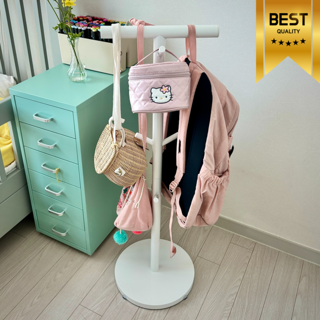 핀앤솔 가방걸이 모자 옷걸이 책가방걸이 다용도 스탠드 행거, 1개, 화이트