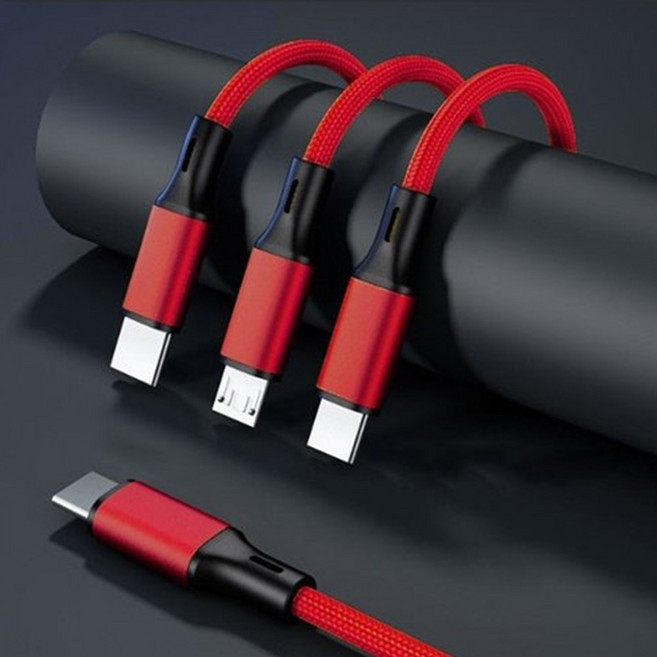 3in1 CtoC케이블 C핀 핸드폰충전기선 충전케이블선 충전잭 12m, 골드